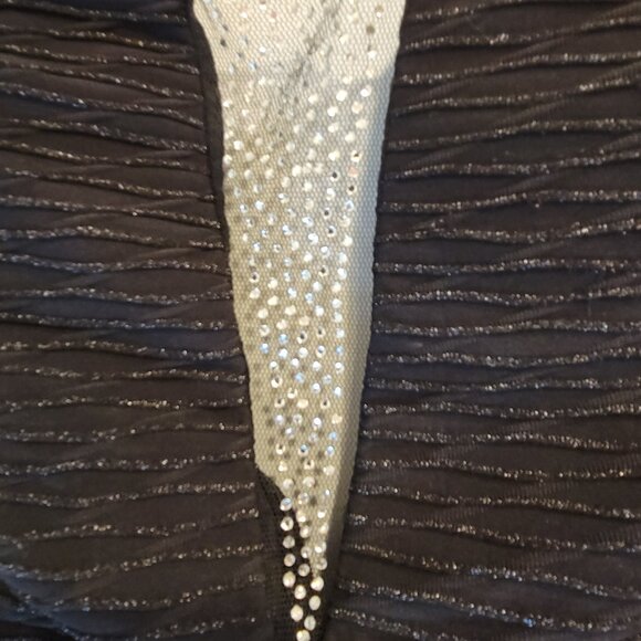 Tawny Strapless Black Mini Dress Mesh VNeck Plunge Crystal Embellishments Size S - Picture 7 of 7